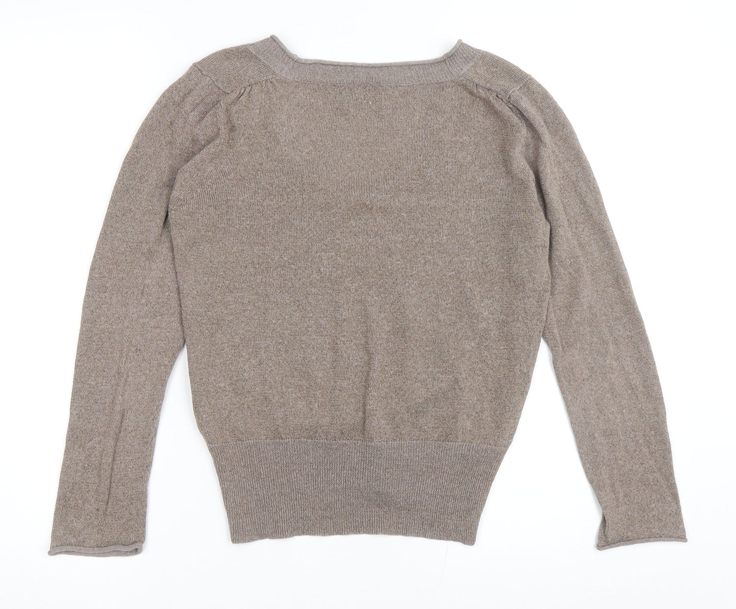 Scriba Womens Brown Scoop Neck Acrylic Pullover Jumper Size S
