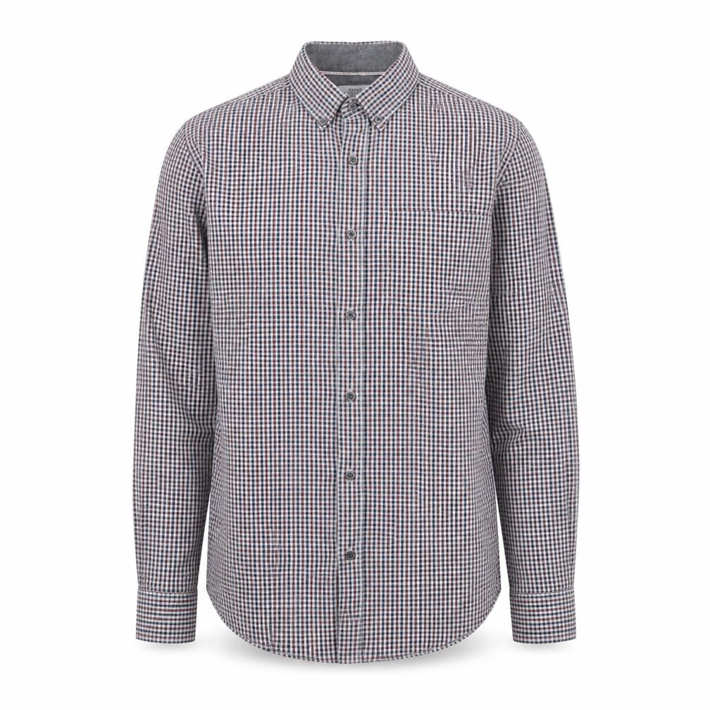 NEXT Mens Grey Plaid Cotton Button-Up Size S Collared Button