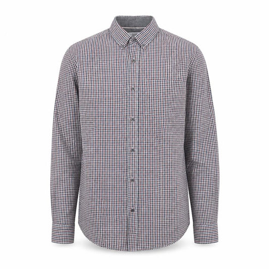 Next Mens Grey Plaid Cotton Button-Up Size S Collared Button