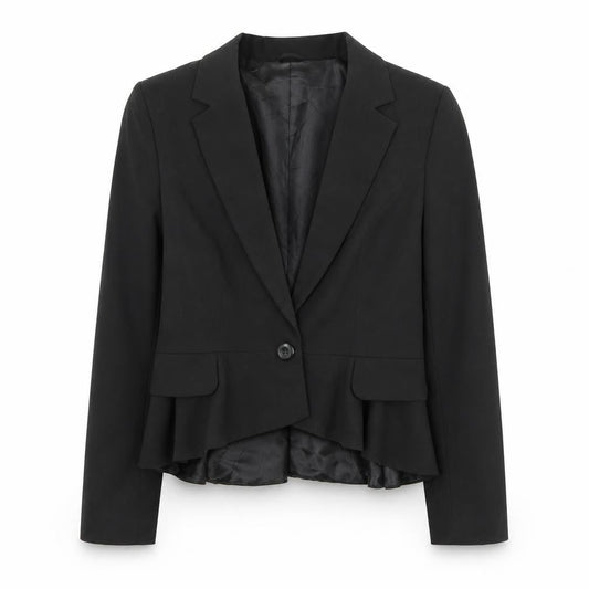 Dorothy Perkins Womens Black Polyester Jacket Blazer Size 10 - Frill Detail