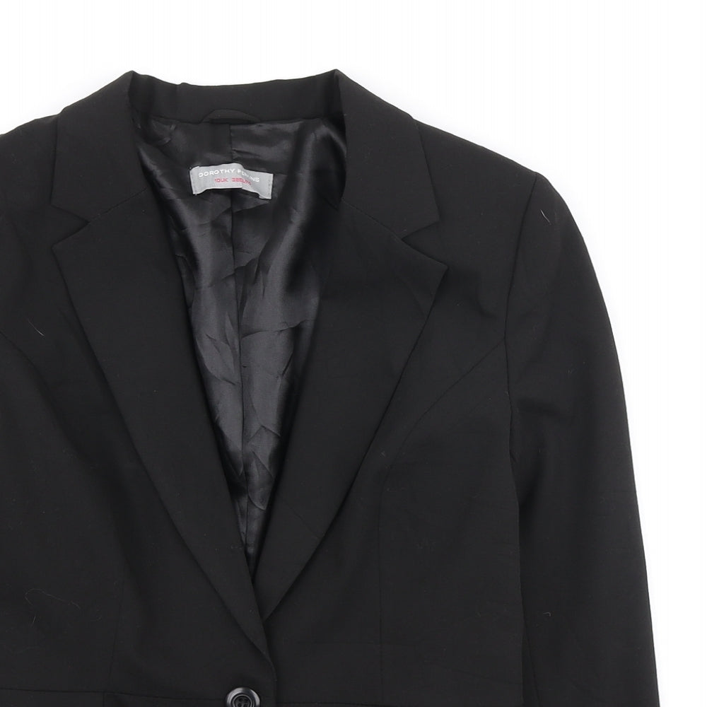 Dorothy Perkins Womens Black Polyester Jacket Blazer Size 10 - Frill Detail