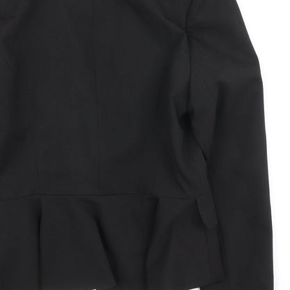 Dorothy Perkins Womens Black Polyester Jacket Blazer Size 10 - Frill Detail