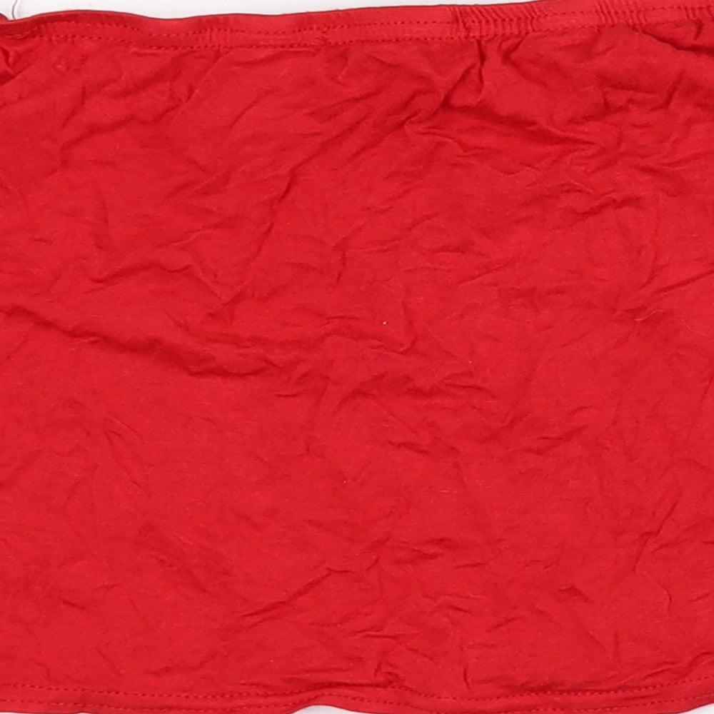 PRETTYLITTLETHING Womens Red Viscose Cropped T-Shirt Size 12 Off the Shoulder