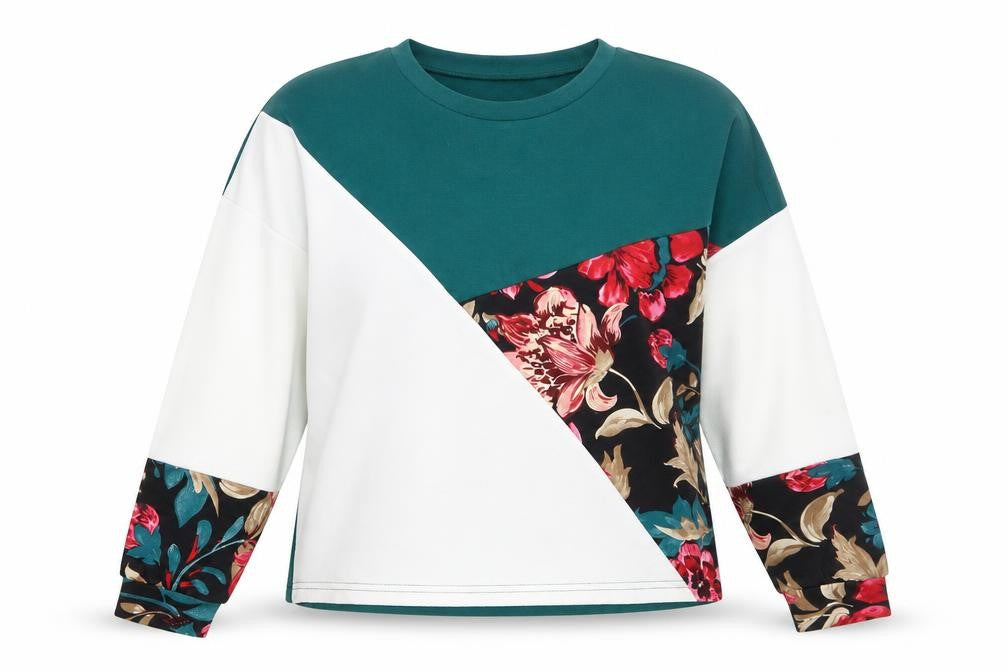 SheIn Womens Multicoloured Floral Polyester Pullover Sweatshirt Size L Pullover