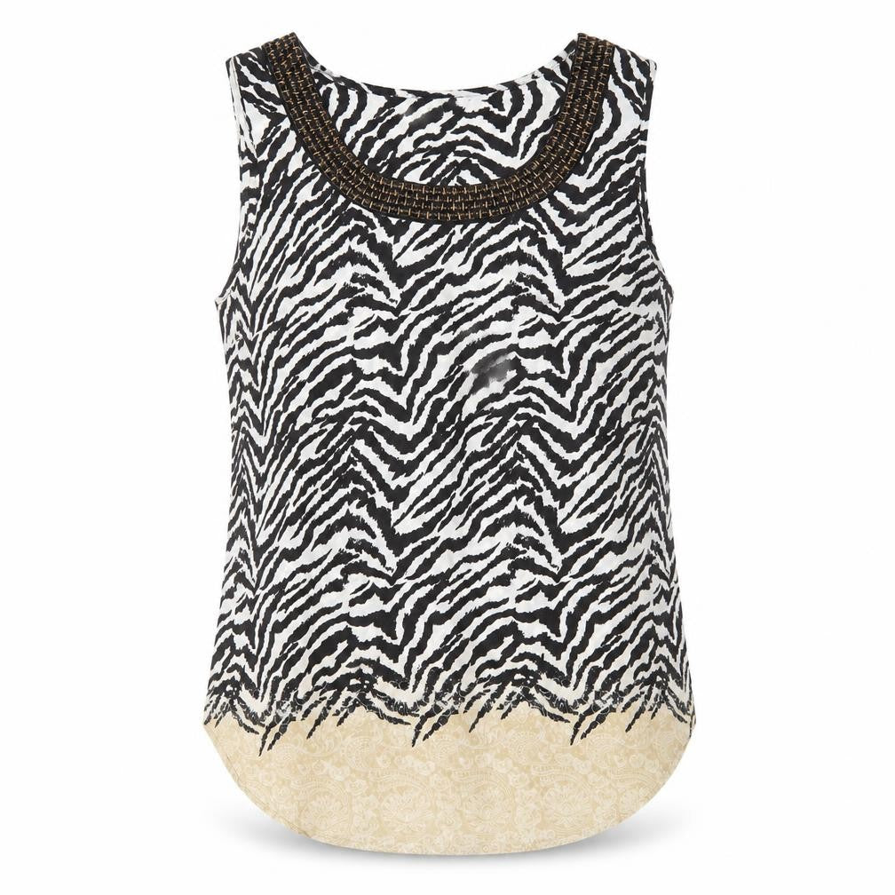 Wallis Womens Multicoloured Animal Print Polyester Basic Tank Size L Round Neck - Zebra Print