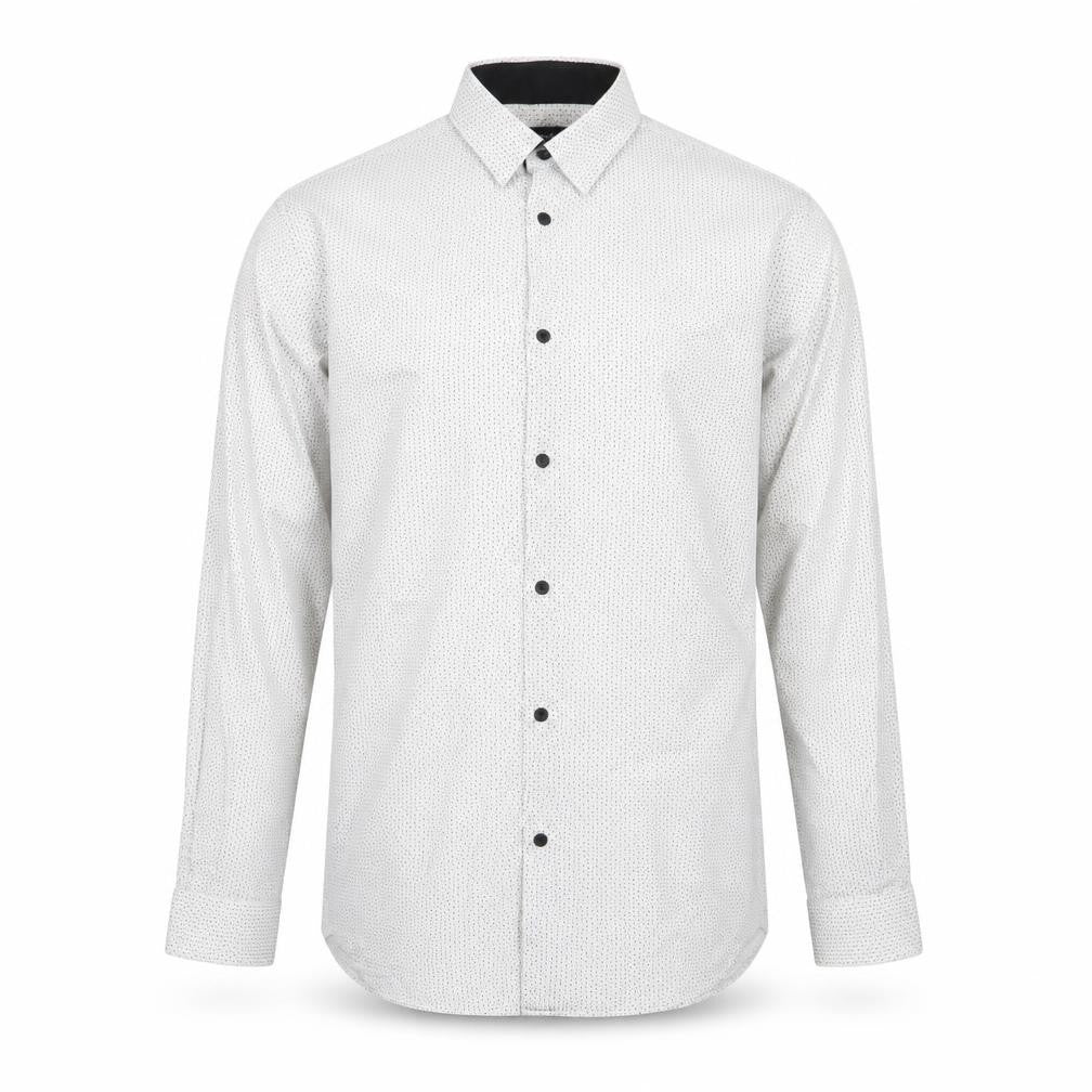 Cedarwood State Mens White Polka Dot Cotton Button-Up Size 15.5 Collared Button