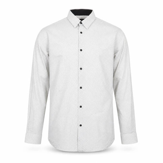 Cedarwood State Mens White Polka Dot Cotton Button-Up Size 15.5 Collared Button
