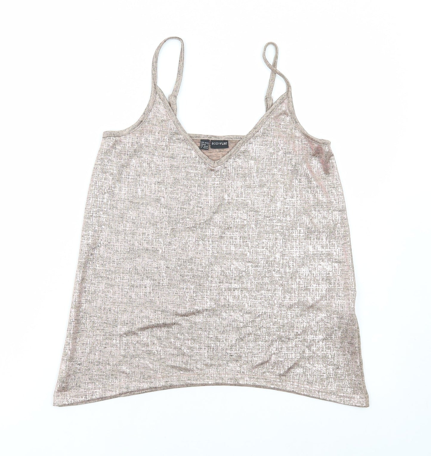 Body Flirt Womens Brown Polyester Camisole T-Shirt Size S V-Neck