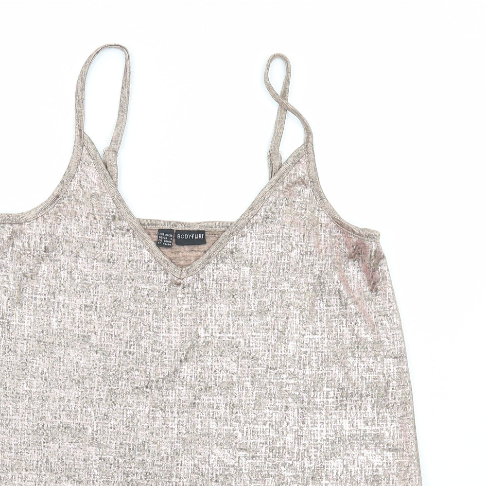 Body Flirt Womens Brown Polyester Camisole T-Shirt Size S V-Neck