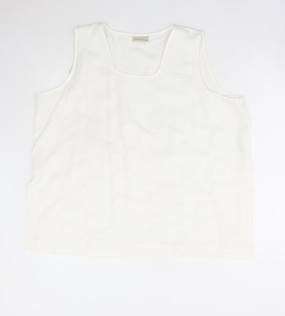 Michael Gold Womens Ivory Polyester Basic Blouse Size 22 Scoop Neck