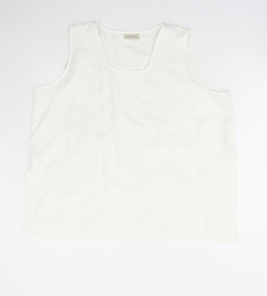 Michael Gold Womens Ivory Polyester Basic Blouse Size 22 Scoop Neck