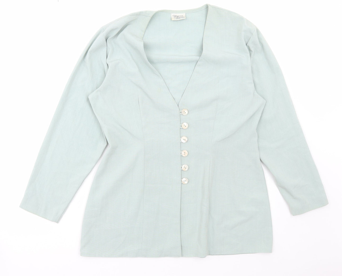 Rebecca Sheldon Womens Green Jacket Blazer Size 14 Button