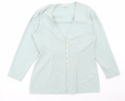 Rebecca Sheldon Womens Green Jacket Blazer Size 14 Button