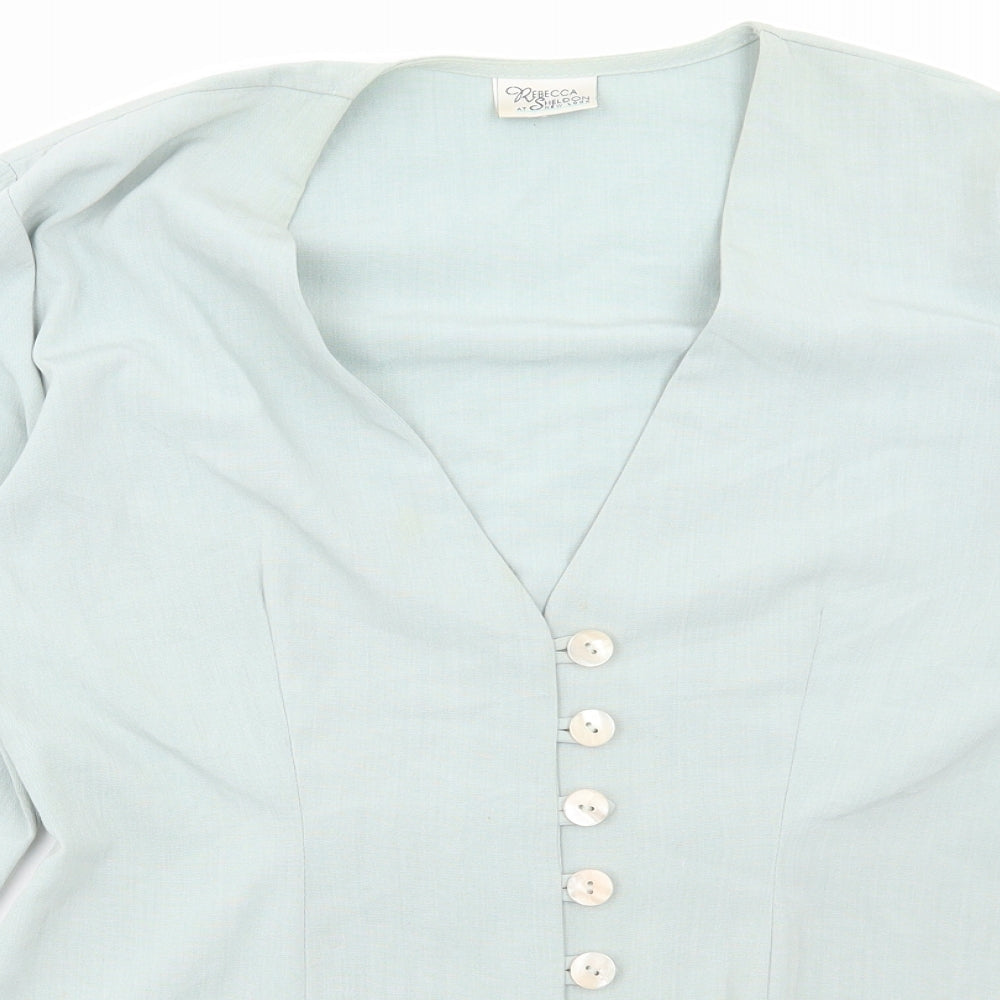 Rebecca Sheldon Womens Green Jacket Blazer Size 14 Button