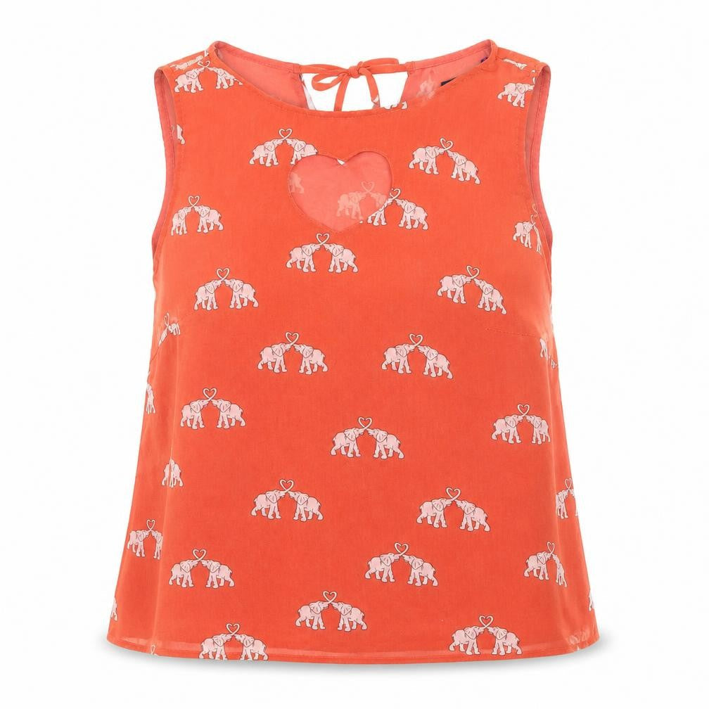 Sugarhill Boutique Womens Red Geometric Polyester Basic Blouse Size M Round Neck - Elephant Print