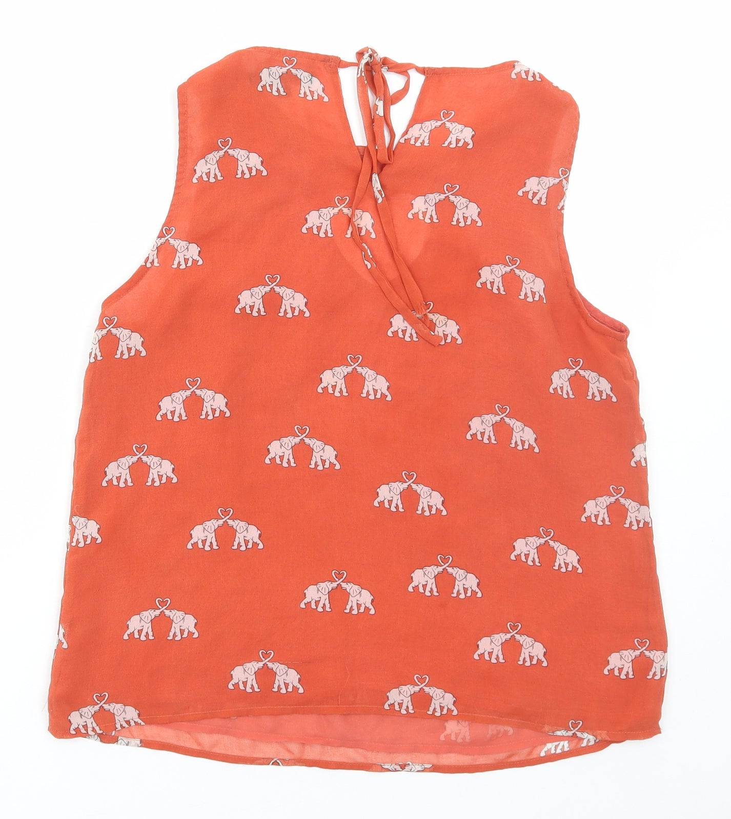 Sugarhill Boutique Womens Red Geometric Polyester Basic Blouse Size M Round Neck - Elephant Print