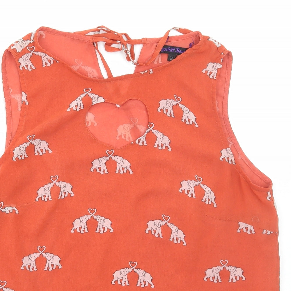 Sugarhill Boutique Womens Red Geometric Polyester Basic Blouse Size M Round Neck - Elephant Print