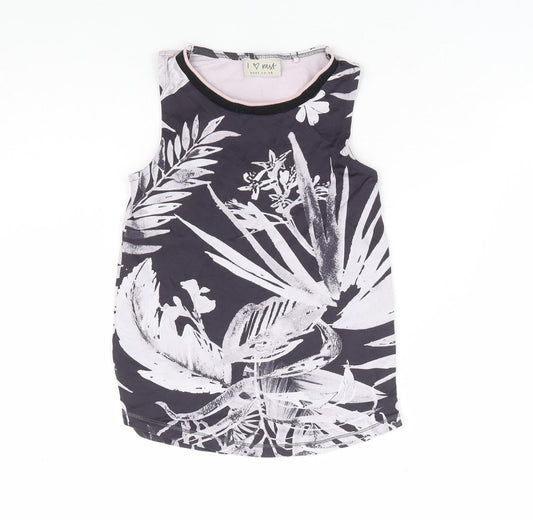 NEXT Girls Grey Geometric Nylon Basic Tank Size 5 Years Round Neck Pullover