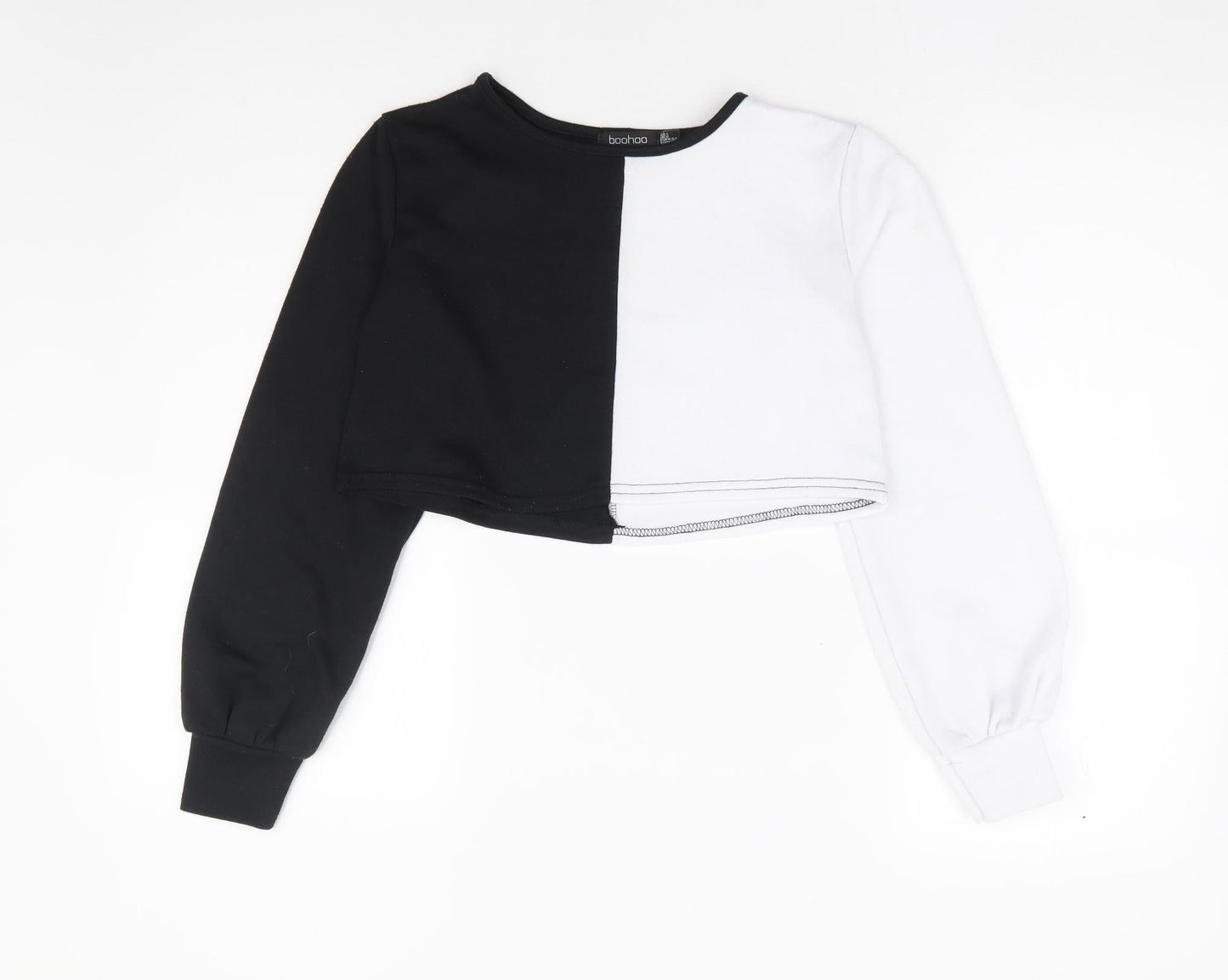 Boohoo Womens Black Polyester Pullover Sweatshirt Size 4 Pullover - Cropped