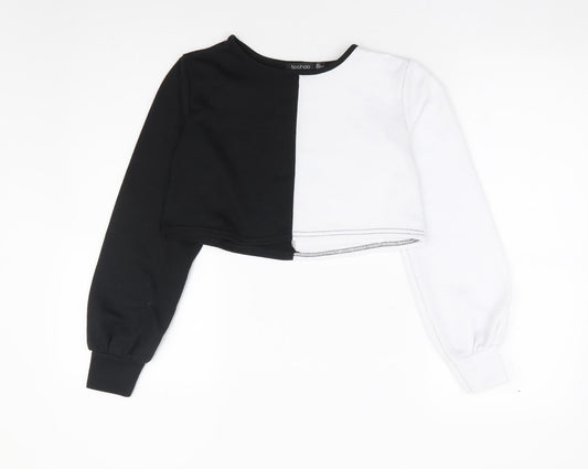 Boohoo Womens Black Polyester Pullover Sweatshirt Size 4 Pullover - Cropped