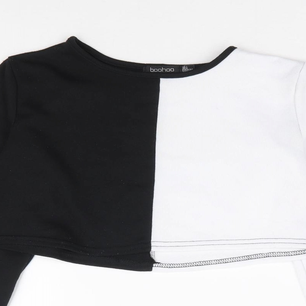Boohoo Womens Black Polyester Pullover Sweatshirt Size 4 Pullover - Cropped