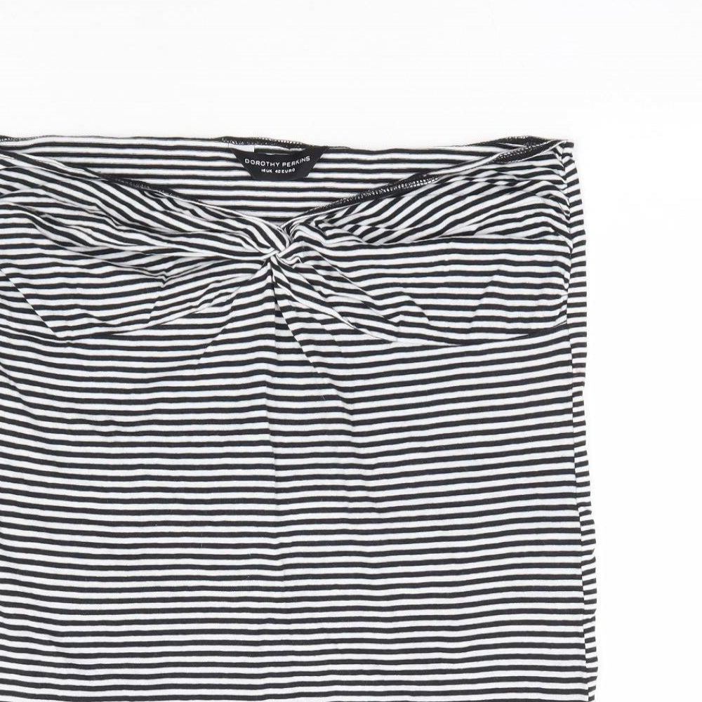 Dorothy Perkins Womens Black Striped 100% Cotton Basic Tank Size 14 Off the Shoulder - Ruched Bandeau