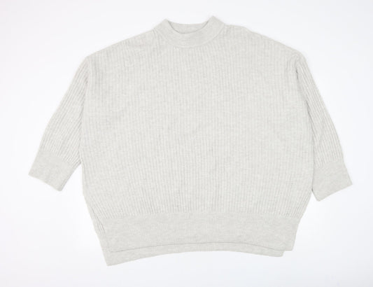 H&M Womens Grey Round Neck Polyester Pullover Jumper Size XL
