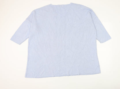 Mina Rose Womens Blue V-Neck Modacrylic Pullover Jumper Size 2XL - Love