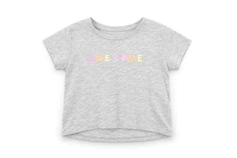 Primark Girls Grey Cotton Basic T-Shirt Size 2-3 Years Round Neck Pullover - Awesome