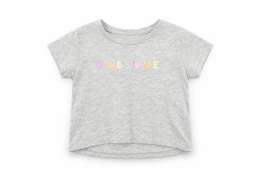 Primark Girls Grey Cotton Basic T-Shirt Size 2-3 Years Round Neck Pullover - Awesome