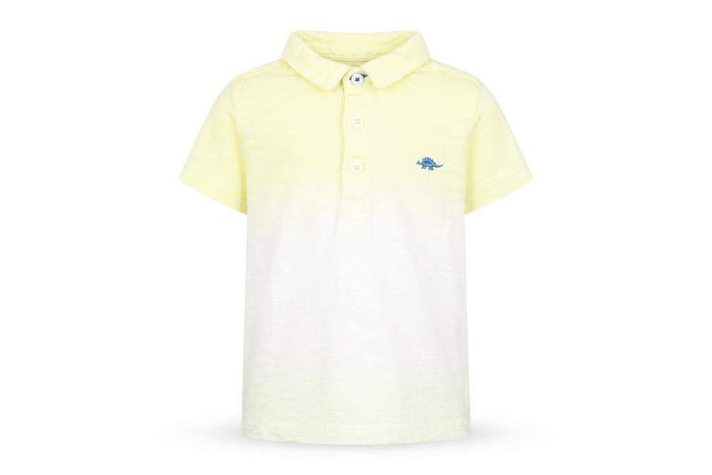 F&F Boys Yellow Cotton Basic Polo Size 2-3 Years Collared Button - Dinosaur