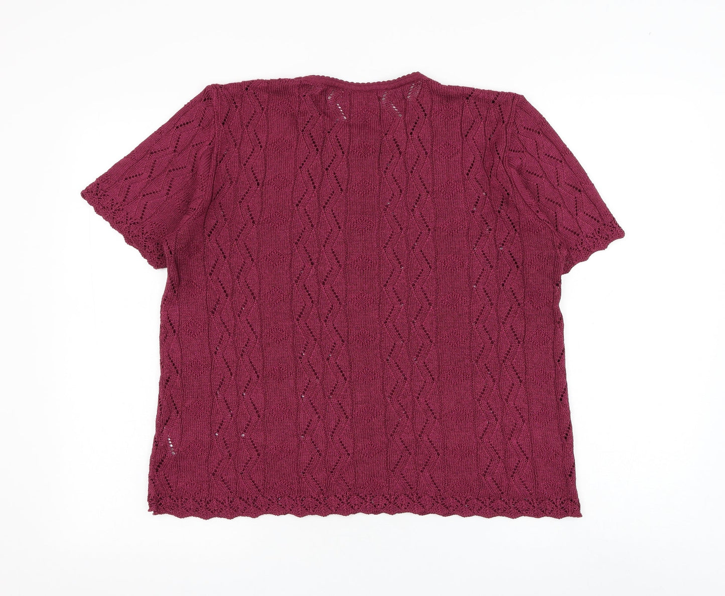 Berkertex Womens Purple Round Neck Geometric Acrylic Pullover Jumper Size 18