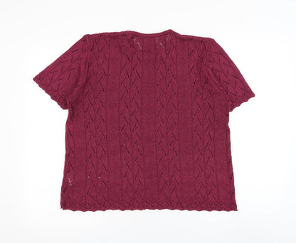 Berkertex Womens Purple Round Neck Geometric Acrylic Pullover Jumper Size 18
