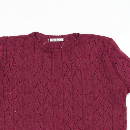 Berkertex Womens Purple Round Neck Geometric Acrylic Pullover Jumper Size 18