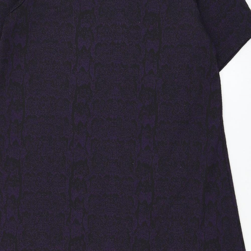 TU Womens Purple Animal Print Polyester A-Line Size 12 Round Neck Pullover - Snake Print