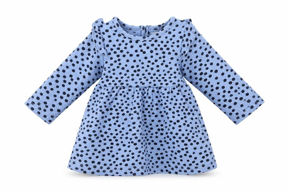 Primark Girls Blue Polka Dot Cotton Skater Dress Size 3-6 Months Round Neck Pullover