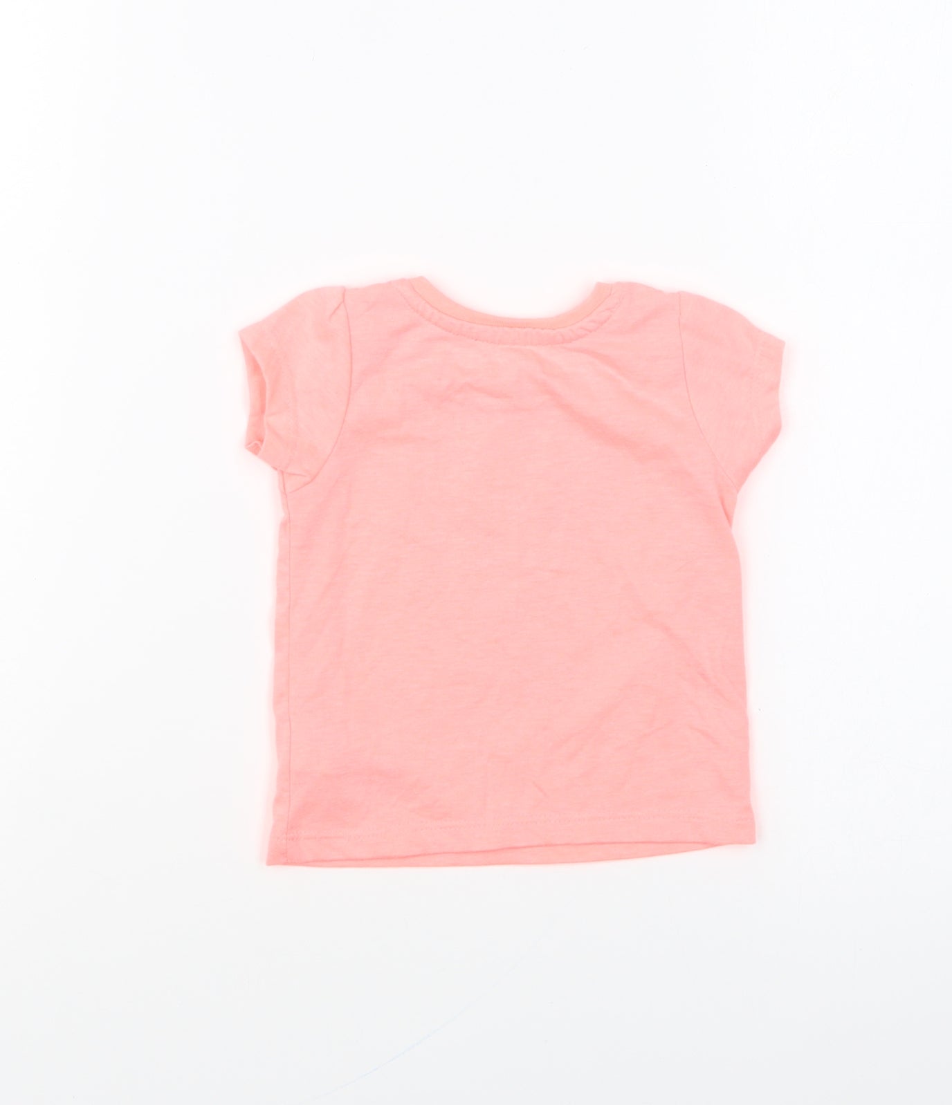Primark Girls Pink Polyester Basic T-Shirt Size 3-6 Months Round Neck Pullover - Butterfly