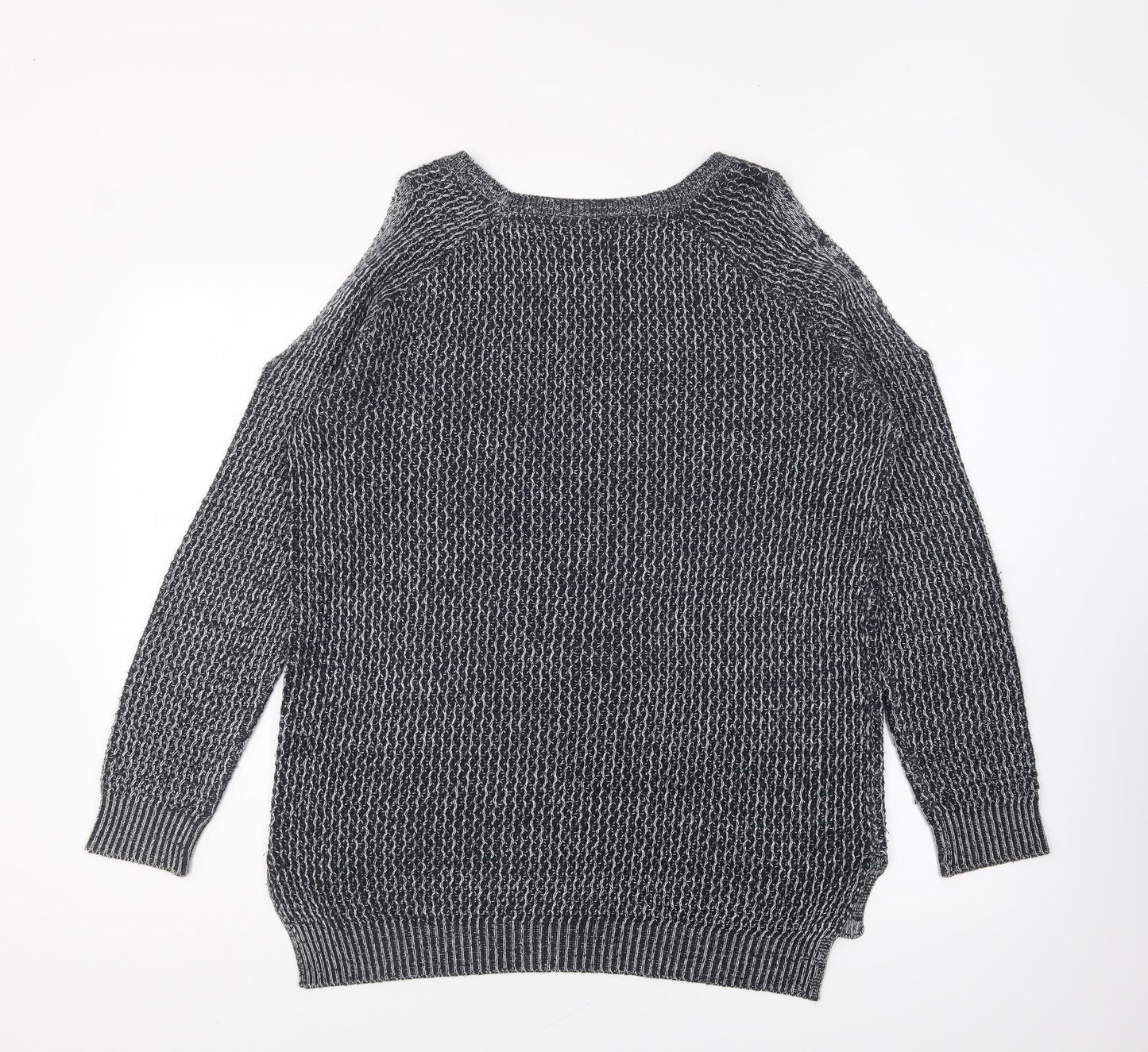 Papaya Womens Blue Round Neck Cotton Pullover Jumper Size M