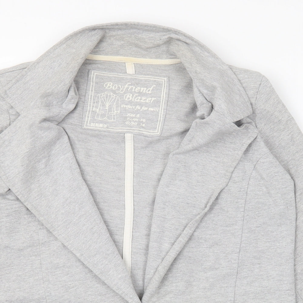 Denim & Co. Womens Grey Jacket Blazer Size 8 Button