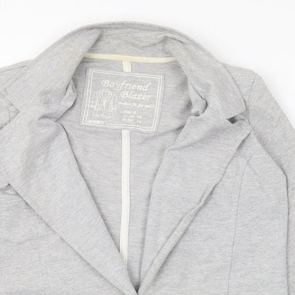 Denim & Co. Womens Grey Jacket Blazer Size 8 Button
