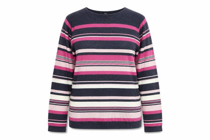EWM Womens Multicoloured Round Neck Striped Acrylic Pullover Jumper Size S
