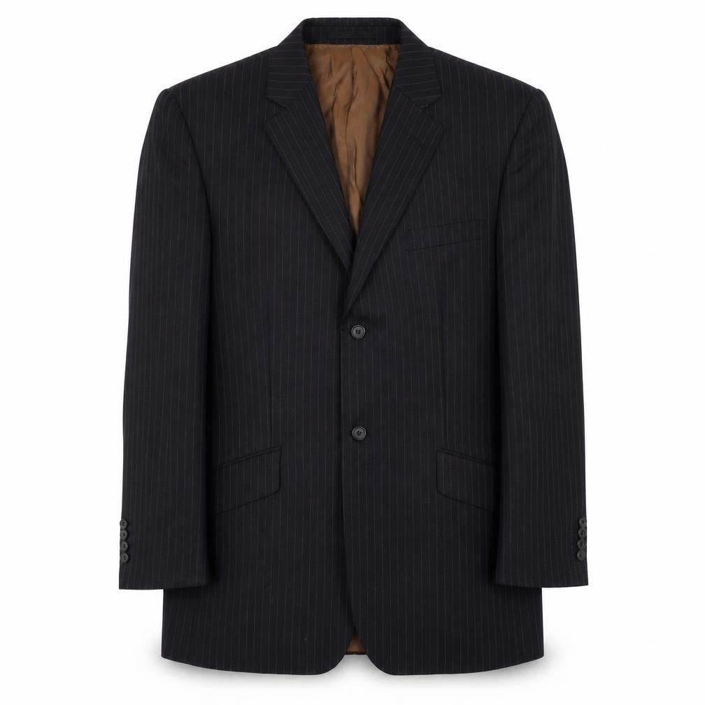 Brook Taverner Mens Blue Striped Polyester Jacket Suit Jacket Size M
