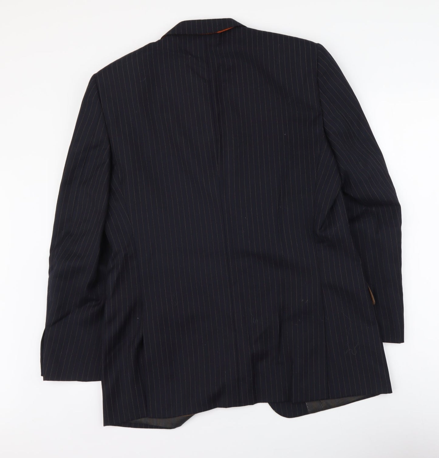 Brook Taverner Mens Blue Striped Polyester Jacket Suit Jacket Size M