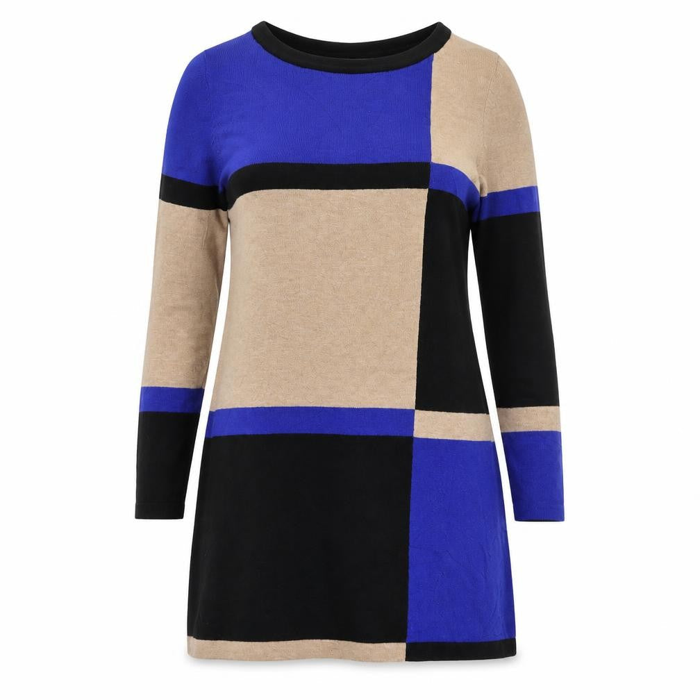 Marks & Spencer Womens Multicoloured Round Neck Striped Cotton Tunic Jumper Size 14