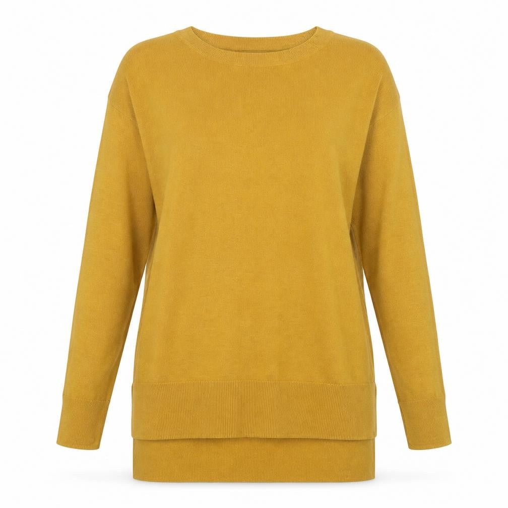 h7M Womens Yellow Crew Neck Acrylic Pullover Jumper Size S