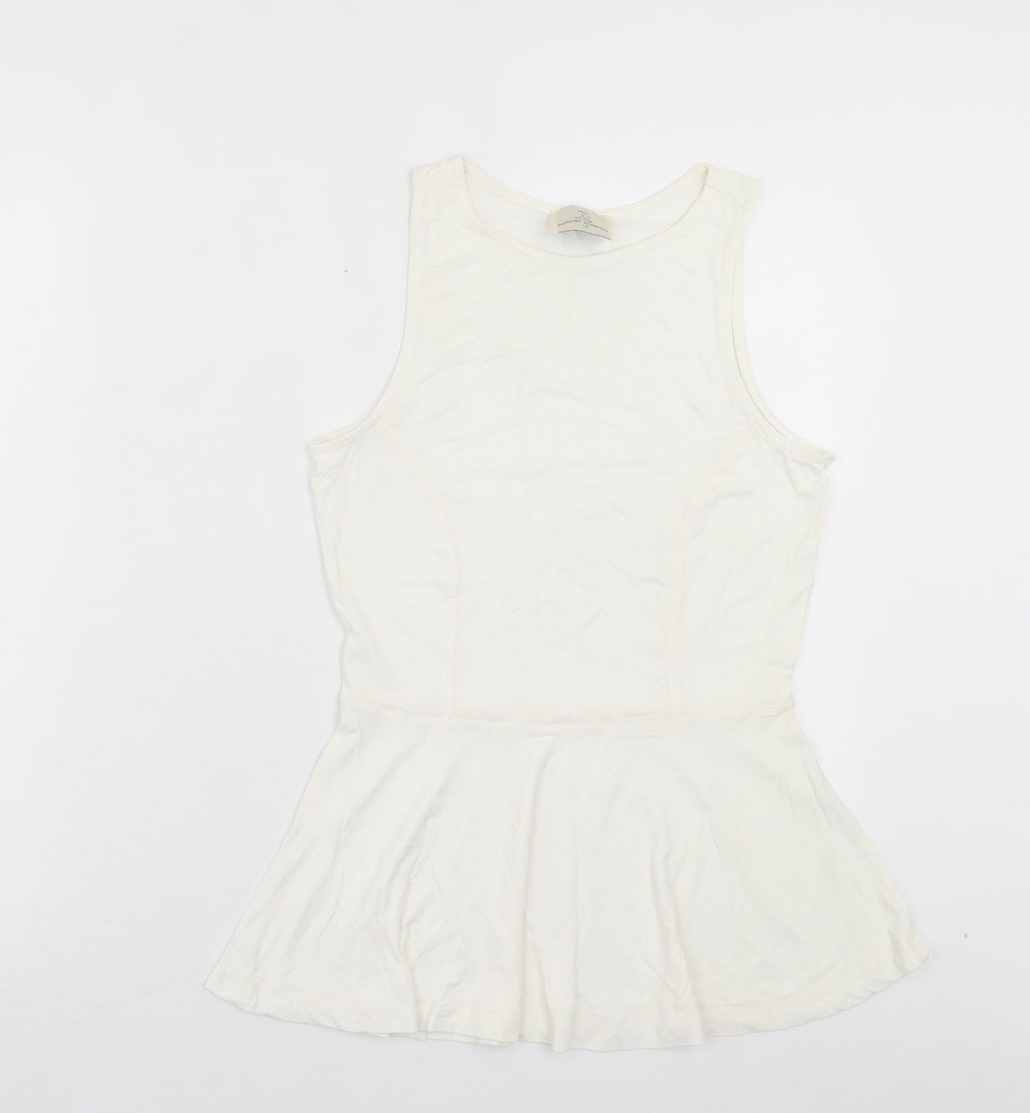 NEXT Womens White Viscose Basic Tank Size 10 Crew Neck