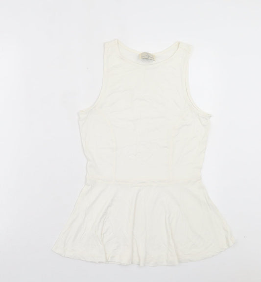 NEXT Womens White Viscose Basic Tank Size 10 Crew Neck