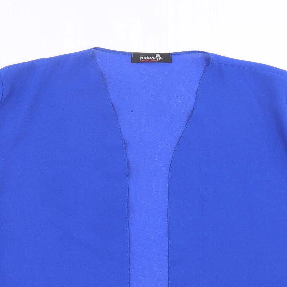 Nouvelle Womens Blue Polyester Jersey Blouse Size M V-Neck