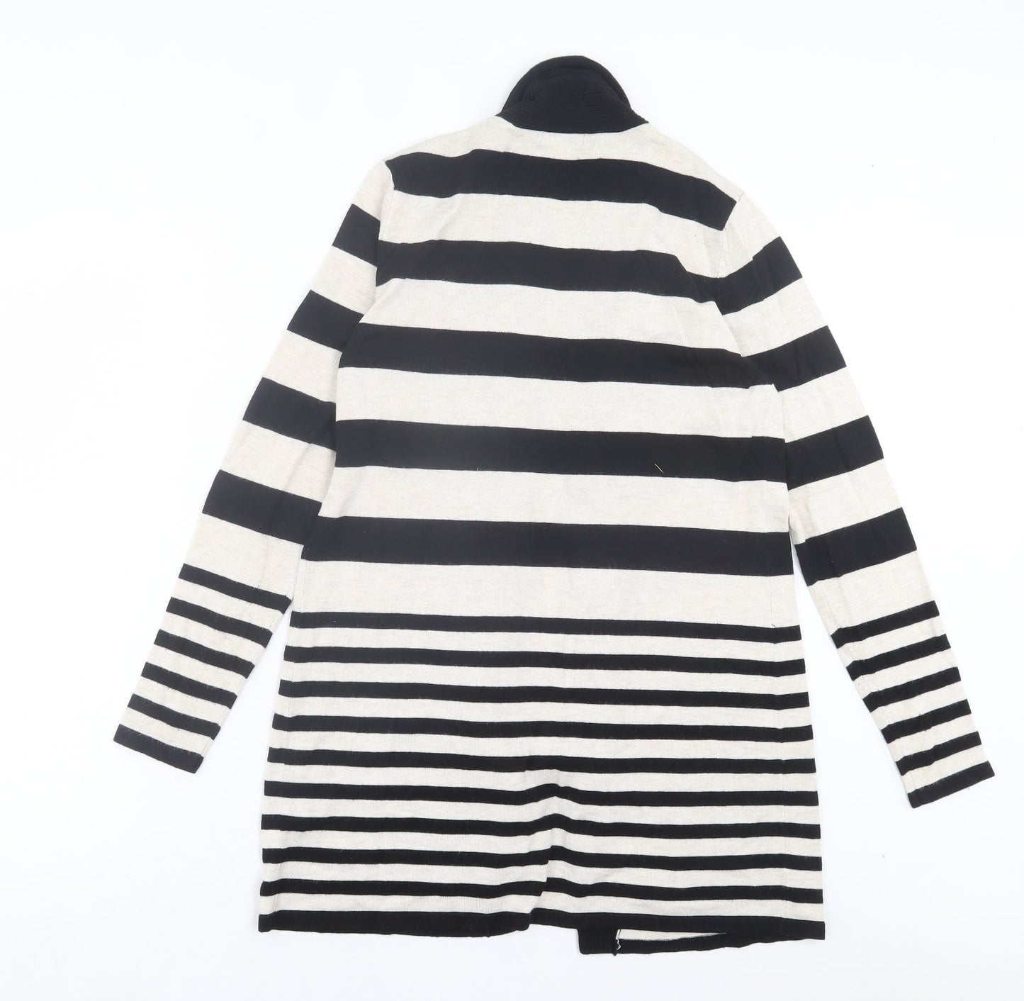 M&Co Womens Beige V-Neck Striped Viscose Cardigan Jumper Size 12
