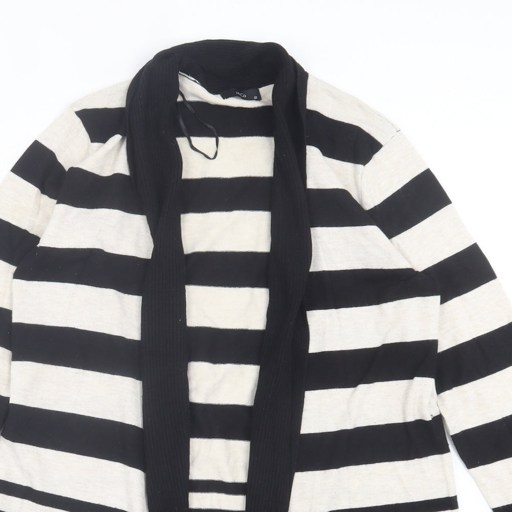 M&Co Womens Beige V-Neck Striped Viscose Cardigan Jumper Size 12